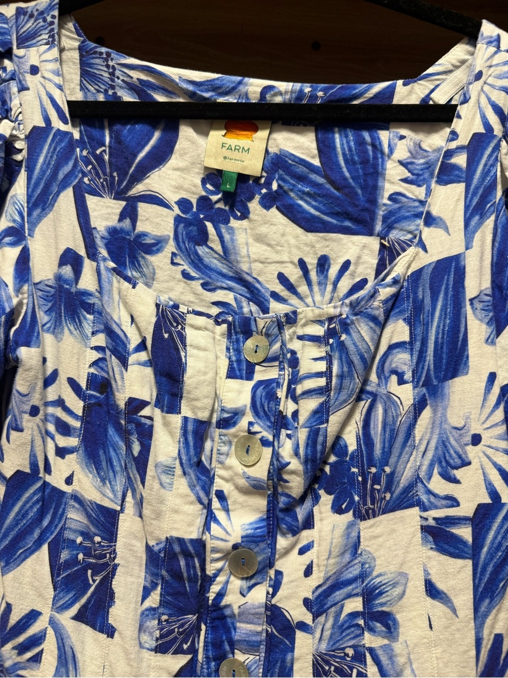 FARM Rio Blue & White Floral Mini Dress - Picture 4 of 5